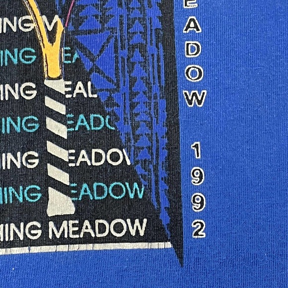 Vintage Diadora Tennis Tee Shirt Blue Medium Flushing Meadow 1992 - Picture 10 of 11